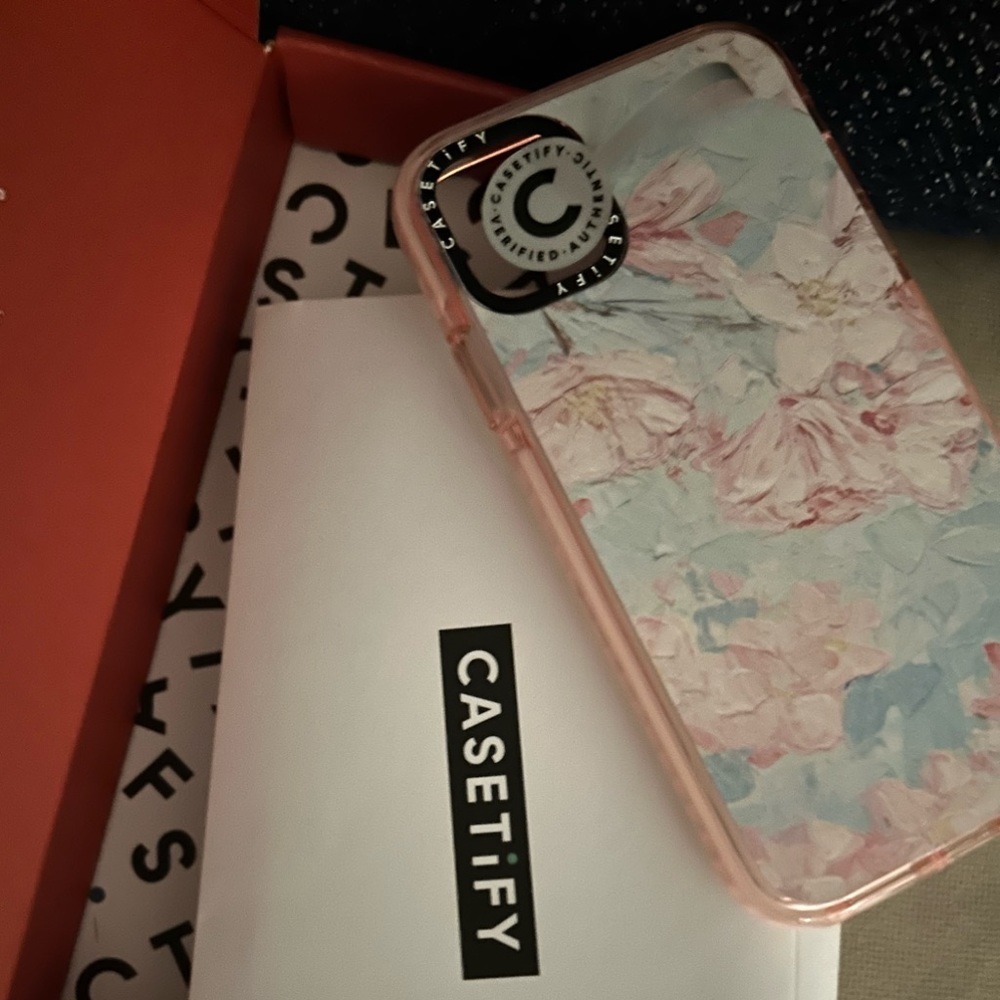 iPhone 11 Casetify pink and blue flower phone case